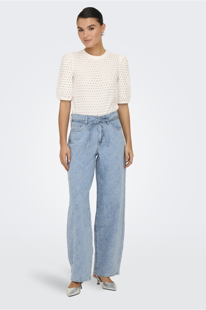 ONLGIANNA MW STRAIGHT FLOWER DNM BJ 15352390 LIGHT BLUE DENIM